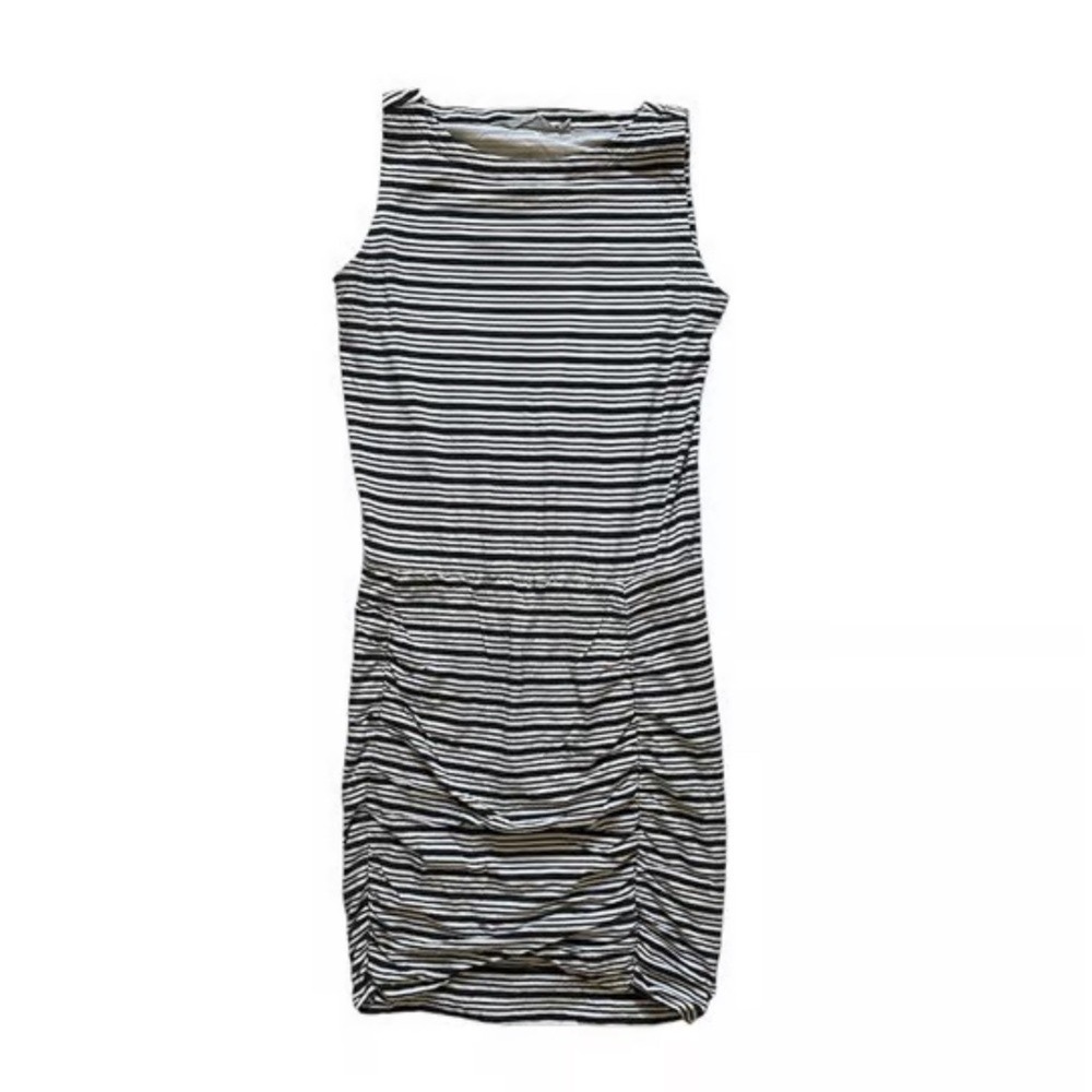 Athleta Westwood navy striped knit tulip stretch mini dress